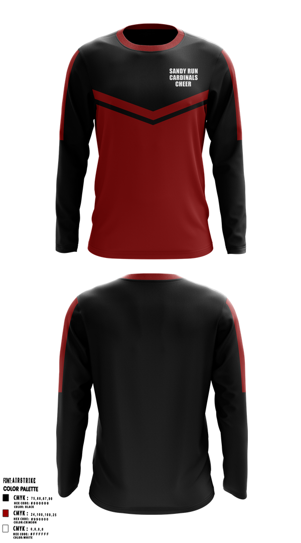 Long Sleeve Performance Shirt, Sandy Run Cardinals, Cheer, Teamtime, Team time, sublimation, custom sports apparel, team uniforms, spirit wear, spiritwear, sports uniforms, custom shirts, team store, custom team store, fundraiser sports, apparel fundraiser