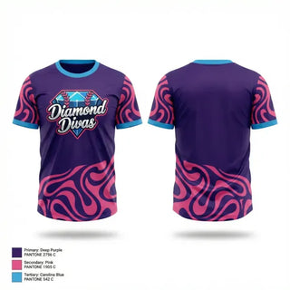 Soft Poly Tee Cotton Like Feel, Diamond Divas, Softball, Teamtime, Team time, sublimation, custom sports apparel, team uniforms, spirit wear, spiritwear, sports uniforms, custom shirts, team store, custom team store, fundraiser sports, apparel fundraiser