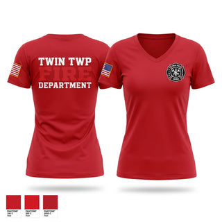 Womens Short Sleeve Vneck Shirt, Twin Township, Fire Department, Teamtime, Team time, sublimation, custom sports apparel, team uniforms, spirit wear, spiritwear, sports uniforms, custom shirts, team store, custom team store, fundraiser sports, apparel fundraiser