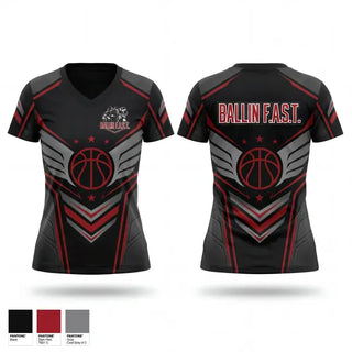 Womens Short Sleeve Vneck Shirt, Ballin F.A.S.T, Men's Basketball, Teamtime, Team time, sublimation, custom sports apparel, team uniforms, spirit wear, spiritwear, sports uniforms, custom shirts, team store, custom team store, fundraiser sports, apparel fundraiser