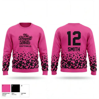 Crew Neck Sweatshirt, The Dugout Dolls, Softball, Teamtime, Team time, sublimation, custom sports apparel, team uniforms, spirit wear, spiritwear, sports uniforms, custom shirts, team store, custom team store, fundraiser sports, apparel fundraiser