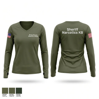 Womens Long Sleeve Vneck Shirt, Grant County Sheriff's Office, Police, Teamtime, Team time, sublimation, custom sports apparel, team uniforms, spirit wear, spiritwear, sports uniforms, custom shirts, team store, custom team store, fundraiser sports, apparel fundraiser
