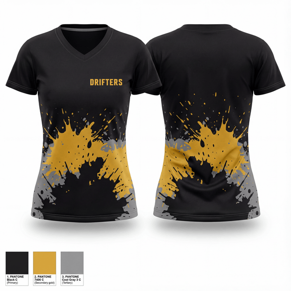 Womens Short Sleeve Vneck Shirt, Drifters, Softball, Teamtime, Team time, sublimation, custom sports apparel, team uniforms, spirit wear, spiritwear, sports uniforms, custom shirts, team store, custom team store, fundraiser sports, apparel fundraiser