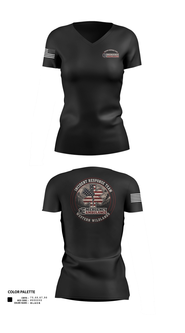 Womens Short Sleeve Vneck Shirt, Emergency Ambulance Service, EMS/EMT, Teamtime, Team time, sublimation, custom sports apparel, team uniforms, spirit wear, spiritwear, sports uniforms, custom shirts, team store, custom team store, fundraiser sports, apparel fundraiser