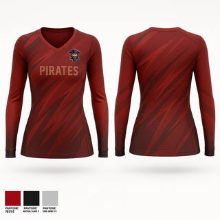 Womens Long Sleeve Vneck Shirt, Pitates, , Teamtime, Team time, sublimation, custom sports apparel, team uniforms, spirit wear, spiritwear, sports uniforms, custom shirts, team store, custom team store, fundraiser sports, apparel fundraiser