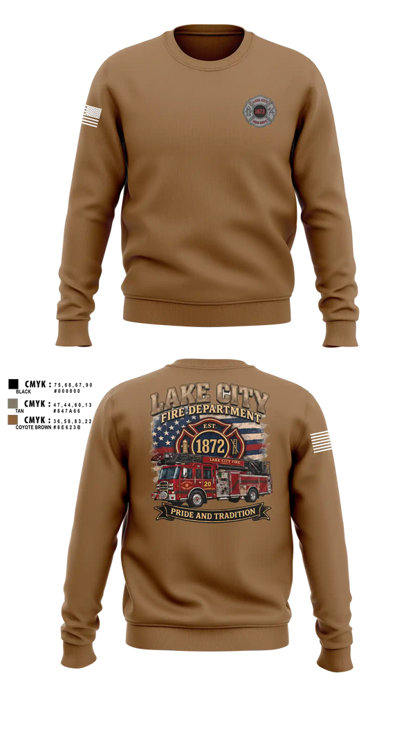 Crew Neck Sweatshirt, Lake City Fire Department, Fire Department, Teamtime, Team time, sublimation, custom sports apparel, team uniforms, spirit wear, spiritwear, sports uniforms, custom shirts, team store, custom team store, fundraiser sports, apparel fundraiser