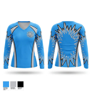 Womens Long Sleeve Vneck Shirt, Boom Bang, Baseball, Teamtime, Team time, sublimation, custom sports apparel, team uniforms, spirit wear, spiritwear, sports uniforms, custom shirts, team store, custom team store, fundraiser sports, apparel fundraiser