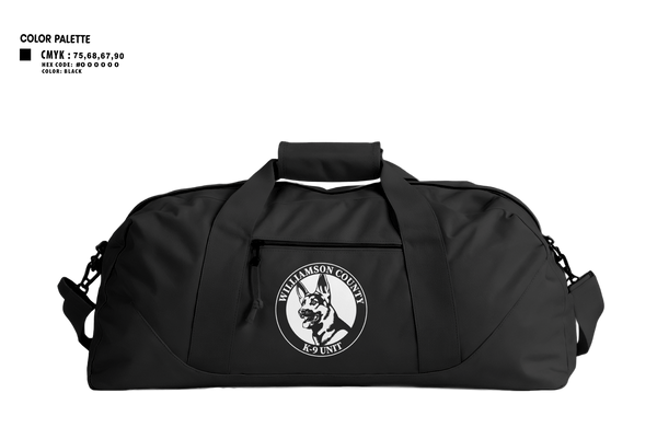 Duffle Bag, Williamson County K-9 Unit, Police, Teamtime, Team time, sublimation, custom sports apparel, team uniforms, spirit wear, spiritwear, sports uniforms, custom shirts, team store, custom team store, fundraiser sports, apparel fundraiser