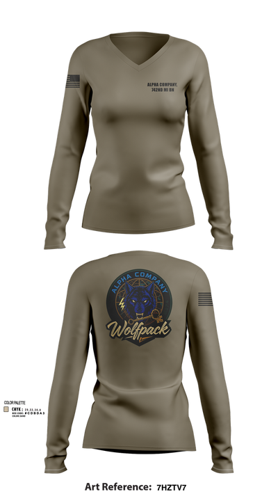 Alpha Company, 742nd MI BN 30113314 Women's Long Sleeve V-neck Shirt - 102