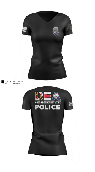 Womens Short Sleeve Vneck Shirt, DEA DC 45, Police, Teamtime, Team time, sublimation, custom sports apparel, team uniforms, spirit wear, spiritwear, sports uniforms, custom shirts, team store, custom team store, fundraiser sports, apparel fundraiser