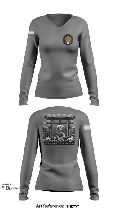 Navy Data Command 68785205 Women's Long Sleeve V-neck Shirt - 22