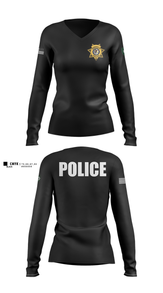 Womens Long Sleeve Vneck Shirt, Nashville Police Department, Illinois, Police, Teamtime, Team time, sublimation, custom sports apparel, team uniforms, spirit wear, spiritwear, sports uniforms, custom shirts, team store, custom team store, fundraiser sports, apparel fundraiser