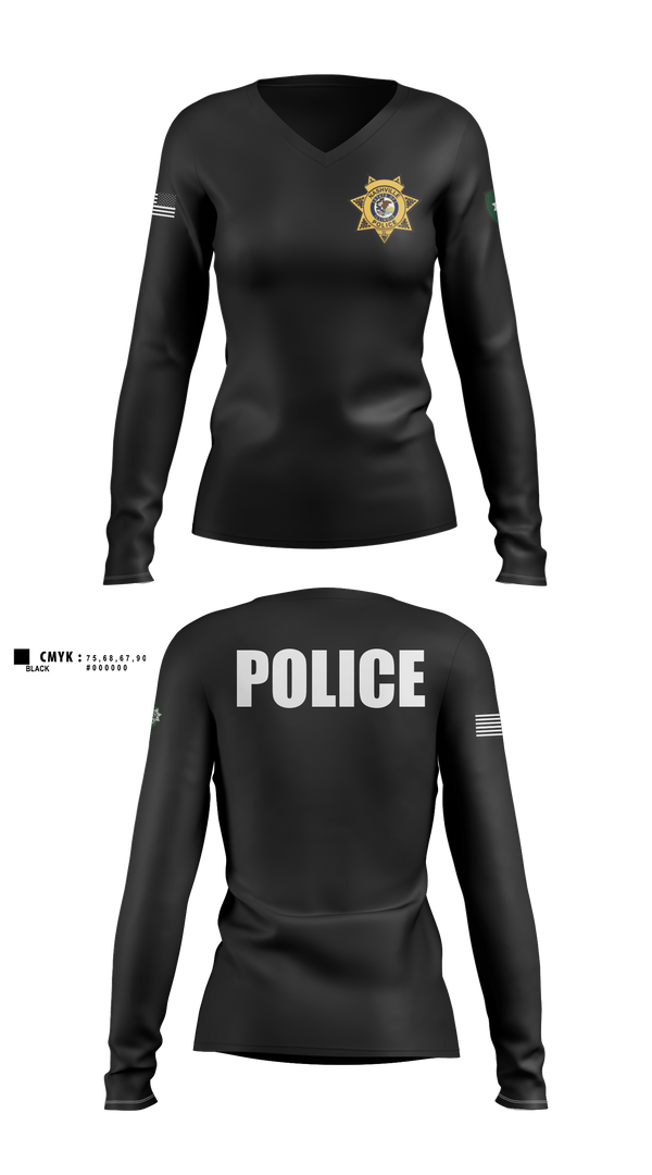 Womens Long Sleeve Vneck Shirt, Nashville Police Department, Illinois, Police, Teamtime, Team time, sublimation, custom sports apparel, team uniforms, spirit wear, spiritwear, sports uniforms, custom shirts, team store, custom team store, fundraiser sports, apparel fundraiser