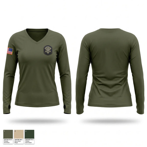 Womens Long Sleeve Vneck Shirt, Richland County SRT, Police, Teamtime, Team time, sublimation, custom sports apparel, team uniforms, spirit wear, spiritwear, sports uniforms, custom shirts, team store, custom team store, fundraiser sports, apparel fundraiser