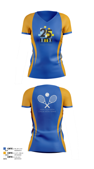 Womens Short Sleeve Vneck Shirt, High Tech High - Chula Vista Tennis, Tennis, Teamtime, Team time, sublimation, custom sports apparel, team uniforms, spirit wear, spiritwear, sports uniforms, custom shirts, team store, custom team store, fundraiser sports, apparel fundraiser