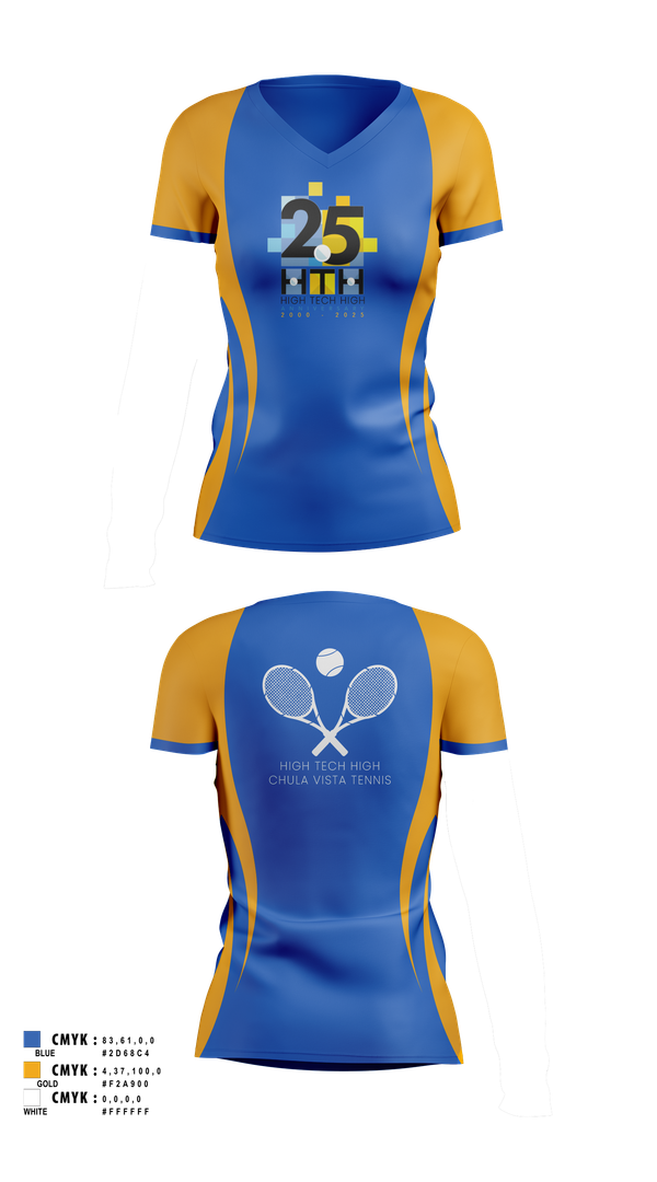 Womens Short Sleeve Vneck Shirt, High Tech High - Chula Vista Tennis, Tennis, Teamtime, Team time, sublimation, custom sports apparel, team uniforms, spirit wear, spiritwear, sports uniforms, custom shirts, team store, custom team store, fundraiser sports, apparel fundraiser