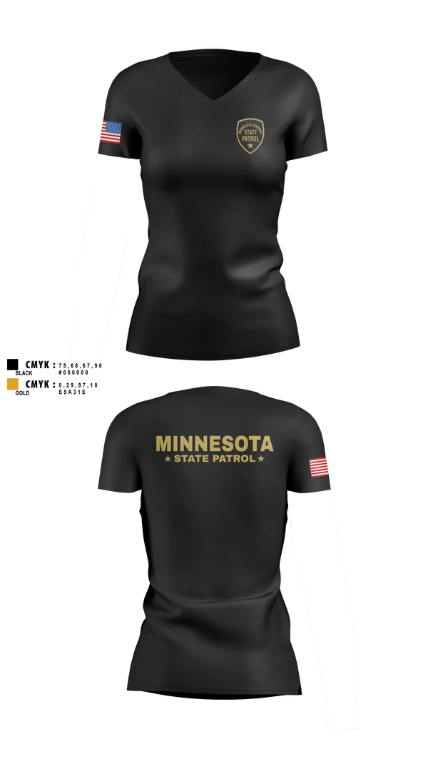 Womens Short Sleeve Vneck Shirt, Minnesota State Patrol, Police, Teamtime, Team time, sublimation, custom sports apparel, team uniforms, spirit wear, spiritwear, sports uniforms, custom shirts, team store, custom team store, fundraiser sports, apparel fundraiser