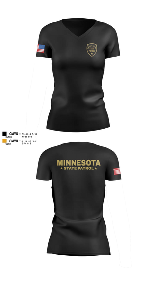 Womens Short Sleeve Vneck Shirt, Minnesota State Patrol, Police, Teamtime, Team time, sublimation, custom sports apparel, team uniforms, spirit wear, spiritwear, sports uniforms, custom shirts, team store, custom team store, fundraiser sports, apparel fundraiser