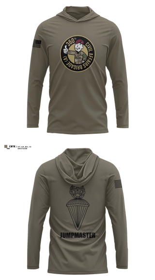 Long Sleeve Performance Shirt with hood, 360 CA BDE (Airborne), Army, Teamtime, Team time, sublimation, custom sports apparel, team uniforms, spirit wear, spiritwear, sports uniforms, custom shirts, team store, custom team store, fundraiser sports, apparel fundraiser