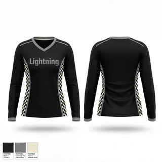 Womens Long Sleeve Vneck Shirt, Lightning, Men's Basketball, Teamtime, Team time, sublimation, custom sports apparel, team uniforms, spirit wear, spiritwear, sports uniforms, custom shirts, team store, custom team store, fundraiser sports, apparel fundraiser