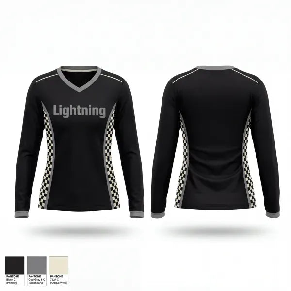 Womens Long Sleeve Vneck Shirt, Lightning, Men's Basketball, Teamtime, Team time, sublimation, custom sports apparel, team uniforms, spirit wear, spiritwear, sports uniforms, custom shirts, team store, custom team store, fundraiser sports, apparel fundraiser
