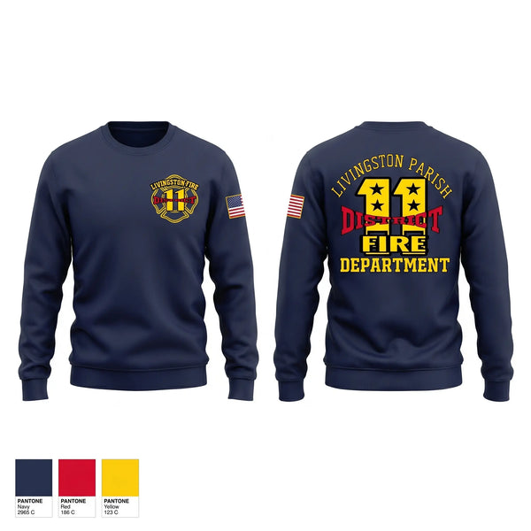 Crew Neck Sweatshirt, Livingston parish fire district 11, Fire Department, Teamtime, Team time, sublimation, custom sports apparel, team uniforms, spirit wear, spiritwear, sports uniforms, custom shirts, team store, custom team store, fundraiser sports, apparel fundraiser