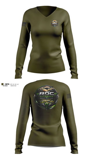 Womens Long Sleeve Vneck Shirt, RDC Outdoors, Police, Teamtime, Team time, sublimation, custom sports apparel, team uniforms, spirit wear, spiritwear, sports uniforms, custom shirts, team store, custom team store, fundraiser sports, apparel fundraiser
