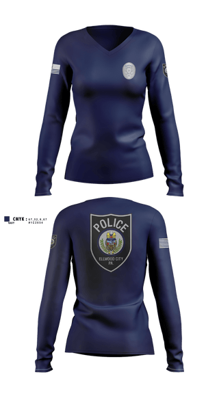 Womens Long Sleeve Vneck Shirt, Ellwood city police, Police, Teamtime, Team time, sublimation, custom sports apparel, team uniforms, spirit wear, spiritwear, sports uniforms, custom shirts, team store, custom team store, fundraiser sports, apparel fundraiser