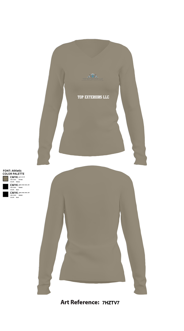 Womens Long Sleeve Vneck Shirt, Top Exteriors LLC, , Teamtime, Team time, sublimation, custom sports apparel, team uniforms, spirit wear, spiritwear, sports uniforms, custom shirts, team store, custom team store, fundraiser sports, apparel fundraiser