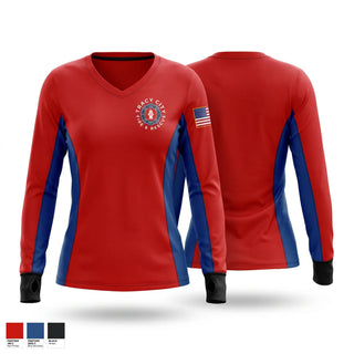 Womens Long Sleeve Vneck Shirt, Tracy City, Fire Department, Teamtime, Team time, sublimation, custom sports apparel, team uniforms, spirit wear, spiritwear, sports uniforms, custom shirts, team store, custom team store, fundraiser sports, apparel fundraiser