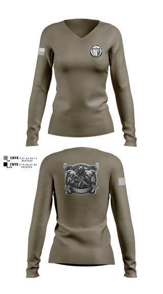 Womens Long Sleeve Vneck Shirt, , National Guard, Teamtime, Team time, sublimation, custom sports apparel, team uniforms, spirit wear, spiritwear, sports uniforms, custom shirts, team store, custom team store, fundraiser sports, apparel fundraiser