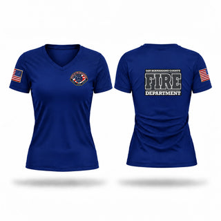 Womens Short Sleeve Vneck Shirt, San Bernardino County Fire Department Office of the Fire Marshal, Fire Department, Teamtime, Team time, sublimation, custom sports apparel, team uniforms, spirit wear, spiritwear, sports uniforms, custom shirts, team store, custom team store, fundraiser sports, apparel fundraiser