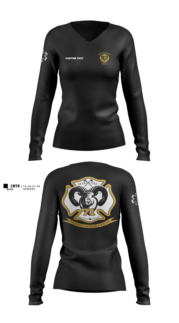 Womens Long Sleeve Vneck Shirt, Sparta Fire/Rescue, Fire Department, Teamtime, Team time, sublimation, custom sports apparel, team uniforms, spirit wear, spiritwear, sports uniforms, custom shirts, team store, custom team store, fundraiser sports, apparel fundraiser