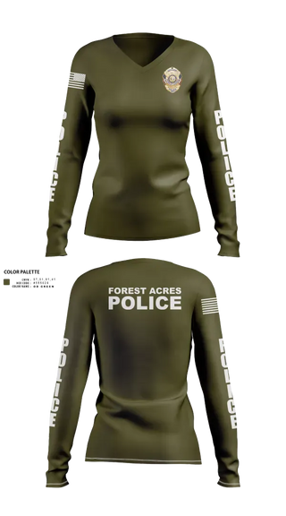 Womens Long Sleeve Vneck Shirt, FOREST ACRES POLICE DEPARTMENT, Police, Teamtime, Team time, sublimation, custom sports apparel, team uniforms, spirit wear, spiritwear, sports uniforms, custom shirts, team store, custom team store, fundraiser sports, apparel fundraiser