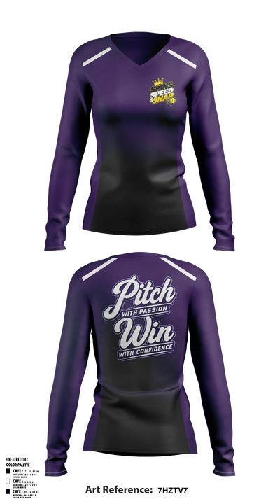 Spins, Speed & Snap Pitching Women's Long Sleeve V-neck Shirt - 5