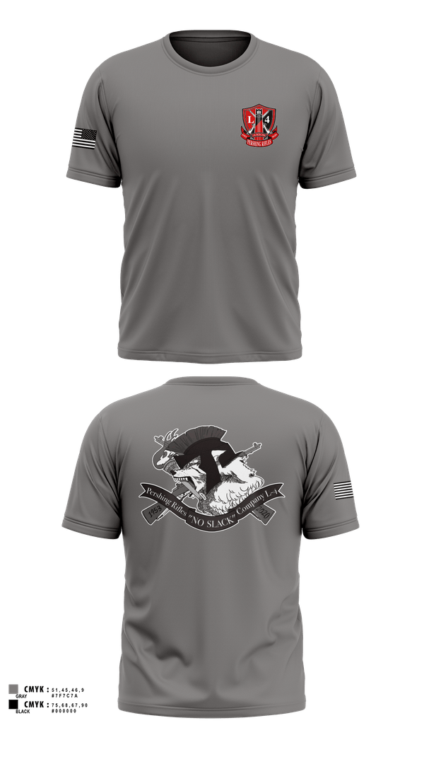 Old School Cotton Feel Shirt, Pershing Rifles, Company L-4, Army, Teamtime, Team time, sublimation, custom sports apparel, team uniforms, spirit wear, spiritwear, sports uniforms, custom shirts, team store, custom team store, fundraiser sports, apparel fundraiser