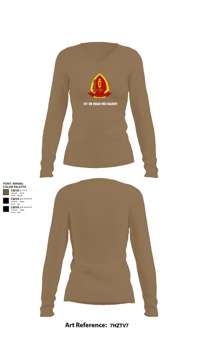 1st Bn 2mar 2nd MarDiv 35824328 Women's Long Sleeve V-neck Shirt - 2