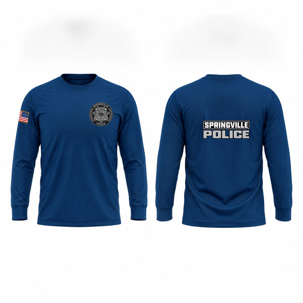 Long Sleeve Performance Shirt, Springville Police, Police, Teamtime, Team time, sublimation, custom sports apparel, team uniforms, spirit wear, spiritwear, sports uniforms, custom shirts, team store, custom team store, fundraiser sports, apparel fundraiser