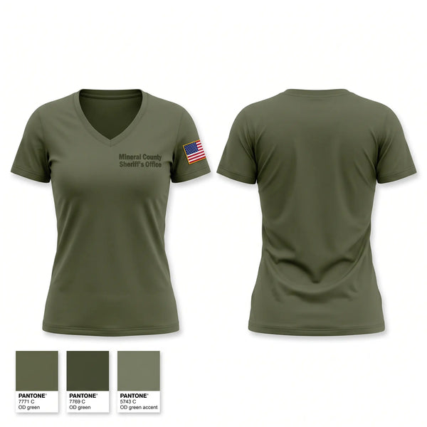 Womens Short Sleeve Vneck Shirt, Mineral County Sheriff’s Office, Police, Teamtime, Team time, sublimation, custom sports apparel, team uniforms, spirit wear, spiritwear, sports uniforms, custom shirts, team store, custom team store, fundraiser sports, apparel fundraiser