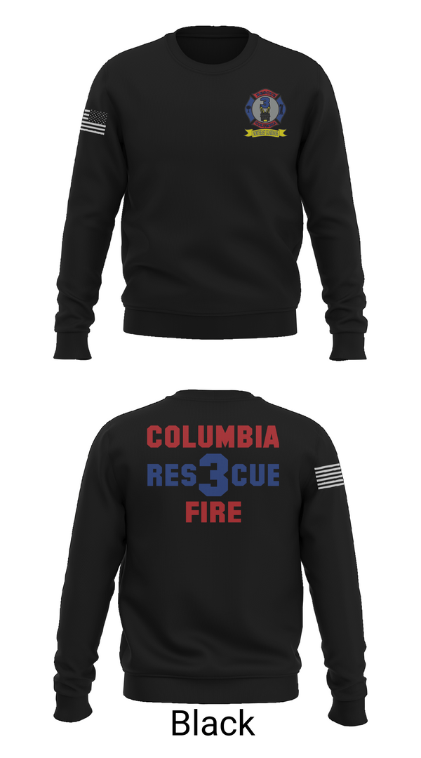 Crew Neck Sweatshirt, Columbia Fire Department RESCUE3, Fire Department, Teamtime, Team time, sublimation, custom sports apparel, team uniforms, spirit wear, spiritwear, sports uniforms, custom shirts, team store, custom team store, fundraiser sports, apparel fundraiser
