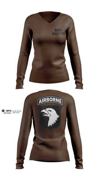 Womens Long Sleeve Vneck Shirt, MH North, Army, Teamtime, Team time, sublimation, custom sports apparel, team uniforms, spirit wear, spiritwear, sports uniforms, custom shirts, team store, custom team store, fundraiser sports, apparel fundraiser