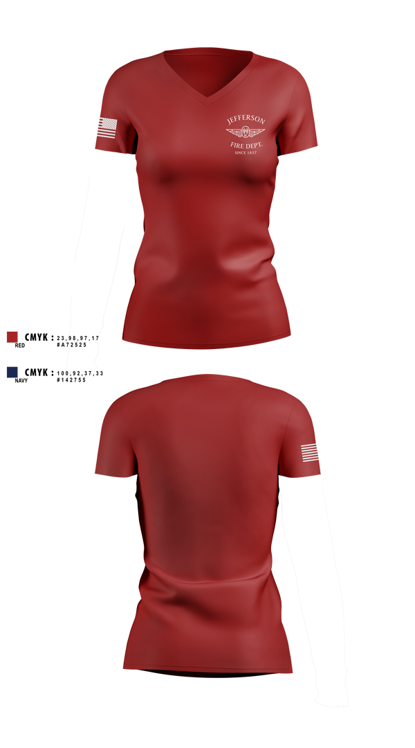 Womens Short Sleeve Vneck Shirt, Jefferson vol Fire Dept, Fire Department, Teamtime, Team time, sublimation, custom sports apparel, team uniforms, spirit wear, spiritwear, sports uniforms, custom shirts, team store, custom team store, fundraiser sports, apparel fundraiser