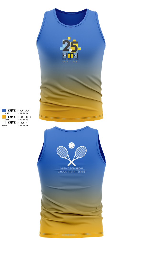 Tank Top, High Tech High - Chula Vista Tennis, Tennis, Teamtime, Team time, sublimation, custom sports apparel, team uniforms, spirit wear, spiritwear, sports uniforms, custom shirts, team store, custom team store, fundraiser sports, apparel fundraiser
