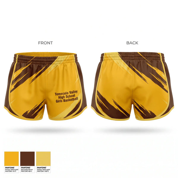 Womens Shorts, Temecula Valley High School Girls Basketball, Women's Basketball, Teamtime, Team time, sublimation, custom sports apparel, team uniforms, spirit wear, spiritwear, sports uniforms, custom shirts, team store, custom team store, fundraiser sports, apparel fundraiser