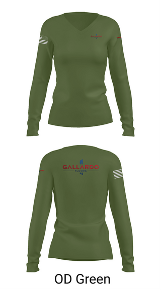 Womens Long Sleeve Vneck Shirt, Gallardo Floor’s, Army, Teamtime, Team time, sublimation, custom sports apparel, team uniforms, spirit wear, spiritwear, sports uniforms, custom shirts, team store, custom team store, fundraiser sports, apparel fundraiser