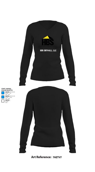HBS Drywall, LLC 25594205 Women's Long Sleeve V-neck Shirt - 34