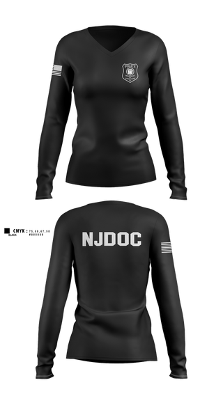 Womens Long Sleeve Vneck Shirt, NJDOCNJDOC, Police, Teamtime, Team time, sublimation, custom sports apparel, team uniforms, spirit wear, spiritwear, sports uniforms, custom shirts, team store, custom team store, fundraiser sports, apparel fundraiser