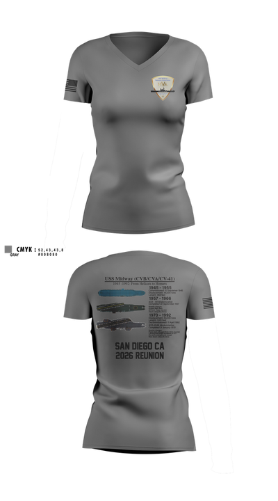 Midway Veterans' Association 36317900 Women's Short Sleeve V-neck Shirt - 3