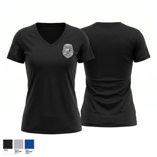 Womens Short Sleeve Vneck Shirt, Police, Police, Teamtime, Team time, sublimation, custom sports apparel, team uniforms, spirit wear, spiritwear, sports uniforms, custom shirts, team store, custom team store, fundraiser sports, apparel fundraiser