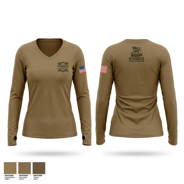 Womens Long Sleeve Vneck Shirt, FMS2, Army, Teamtime, Team time, sublimation, custom sports apparel, team uniforms, spirit wear, spiritwear, sports uniforms, custom shirts, team store, custom team store, fundraiser sports, apparel fundraiser